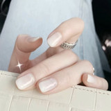 Acrylic Solid Color  White Gradient Square Head press on short nails for girls  Durable False Decors