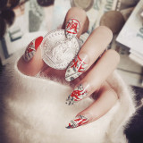 Acrylic Press On Stickers Girls Manicure Fake Nails Fashion Dollar Pattern Conical Head False Decors