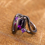 Luxury Vintage Purple Zircon CZ Crystal Colorful Rings