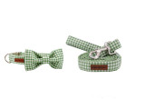 Green Plaid Cat & Dog Collar w/ Detachable Bow