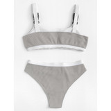 Contrast Trim Bikini Set