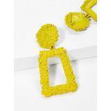 Open Rectangle Textured Drop Earrings