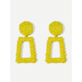 Open Rectangle Textured Drop Earrings