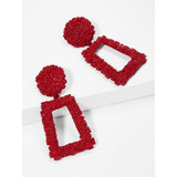Open Rectangle Textured Drop Earrings