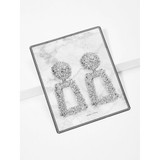 Open Rectangle Textured Drop Earrings