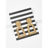 Open Rectangle Textured Drop Earrings