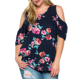 Plus Size Blouse Floral Printed Half Sleeve Shirt
