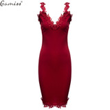 Gamiss Designer Women Summer Dress Sweetheart Neck Lace Slim Bodycon Party Clubwear Sexy Elegant Woman Mini Dress Female Vestido