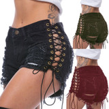 Women's Mid Waist Denim Shorts Jeans