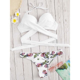 Push-up Top With Flower Print Bikini Set