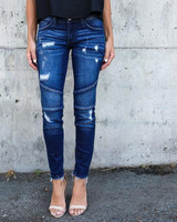 Women Stretch Ripped Distressed Skinny High Waist Denim Pants
