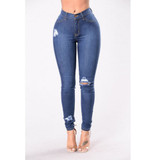 Women Stretch Ripped Distressed Skinny High Waist Denim Pants