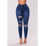 Women Stretch Ripped Distressed Skinny High Waist Denim Pants