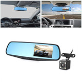 4.3" Dual Lens 1080P FHD Dash Car Rear View Mirror DVR Video Recorder Camcorder