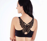 Handmade Butterfly Embroidery Front Closure Wireless Bra