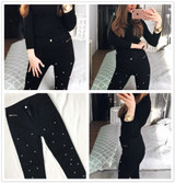 Skinny Pearl Beaded Front Jeans