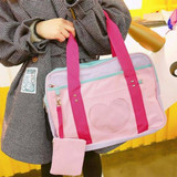 Pink Preppy Shoulder Bag Kawaii Canvas School Totes #JU2450 Pink Preppy Shoulder Bag Kawaii Canvas School Totes #JU2450
