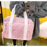 Pink Preppy Shoulder Bag Kawaii Canvas School Totes #JU2450 Pink Preppy Shoulder Bag Kawaii Canvas School Totes #JU2450
