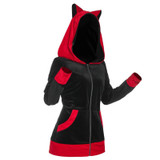 Gothic Cat Ear Zipper Hoodie Harajuku Sweatshirt #JU3034