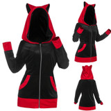 Gothic Cat Ear Zipper Hoodie Harajuku Sweatshirt #JU3034