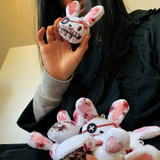 Bloody One-eyed Rabbit Plush Keychain Menhera Accessory #JU2975