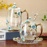 Coffee Cup Mug Flower Tea Glass Cups for Hot and Cold Drinks Tea Cup Spoon Set Coffee Cup Mug Flower Tea Glass Cups for Hot and Cold Drinks Tea Cup Spoon Set