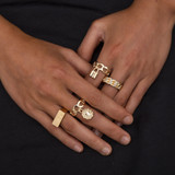 Boho Full Crystal Rings Punk Vintage Circle Love Fashion Ring Bijoux Jewelry