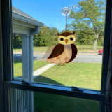 CUSTOM OWLS WINDOW HANGINGS, STAINED GLASS GARDEN DECOR