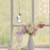 RABBITS STAINED GLASS WINDOW HANGINGS, STAINED GLASS, TIFFANY TECHNIQUE, GARDEN DECOR