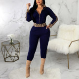 Women 2 Pieces Set Fitness Tracksuit Long Sleeve Zipper Top+Leggings Fashion Office Lady Outfits