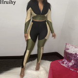 Tracksuit Women 2 Piece Set Colorblock Short Jacket&long Pants Slim Women Two Piece Outfits Autumn Fashion Tenue De Sport Femme