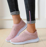 2020 New Women Crystal Sneakers Spring Autumn Casual Zipper Flat Shoes women Non-slip Breathable Outdoor Vulcanized Shoes woman