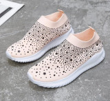 2020 New Women Crystal Sneakers Spring Autumn Casual Zipper Flat Shoes women Non-slip Breathable Outdoor Vulcanized Shoes woman