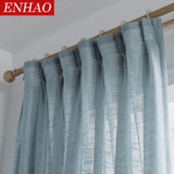 ENHAO Modern Tulle Curtains for Living Room The Bedroom Kitchen Tulle Curtains for Window Voile Curtains Sheer Panel Windows