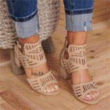 Women Wedge Sandals Mid Heel Summer Slip-on Buckle Ladies Shoes