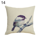 Hummingbird Flower Linen Throw Pillow Case Cushion Cover Sofa Bed Home Decor