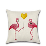 Birds Throw Pillow Case Linen/cotton Flamingo Cushion Cover Car Sofa Home Decor