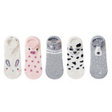 5pairs Cute Animal Cotton Socks Female Kawaii Cat With Dog Summer