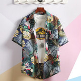 2020 Summer Men's Shirt New Fashion Flower Print Short Sleeve Shirts