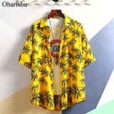2020 Summer Men's Shirt New Fashion Flower Print Short Sleeve Shirts