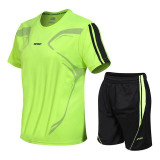 Casual Men Set Summer Solid Quick Dry Sports Suit Two Piece T Shirts+Shorts Mens Sportswear Jogger Slim Fit Tracksuit size M-5XL