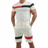 Short Sleeve Men Two Pieces Mens Set T Shirt Shorts Casual Tracksuit Set Sweatsuit  Sportswear Male