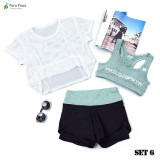 Sportswear for Women Sports Bra High Waist Three Piece Yoga Set Fitness Clothing Gym Workout