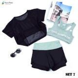 Sportswear for Women Sports Bra High Waist Three Piece Yoga Set Fitness Clothing Gym Workout