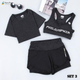 Sportswear for Women Sports Bra High Waist Three Piece Yoga Set Fitness Clothing Gym Workout