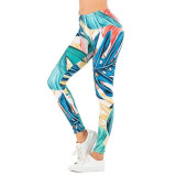 Brand Sexy Women Legging leaf Printing Fitness leggins Fashion  High Waist Leggings