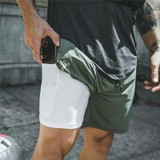 large size Double-Deck Men Shorts Fitness Breathable Quick Drying Gyms Shorts Joggers Running Shorts