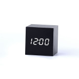 Wooden Sound Control Square LED Alarm Clock