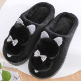 Women's Winter Slippers Cute Cat Women Warm Plush Slip On Flat Female Soft Shoes Ladies House Shoe