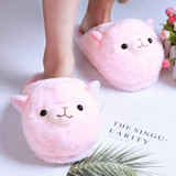 Cute Alpaca Home Women Fur Slippers Winter Warm Plush Furry Slippers